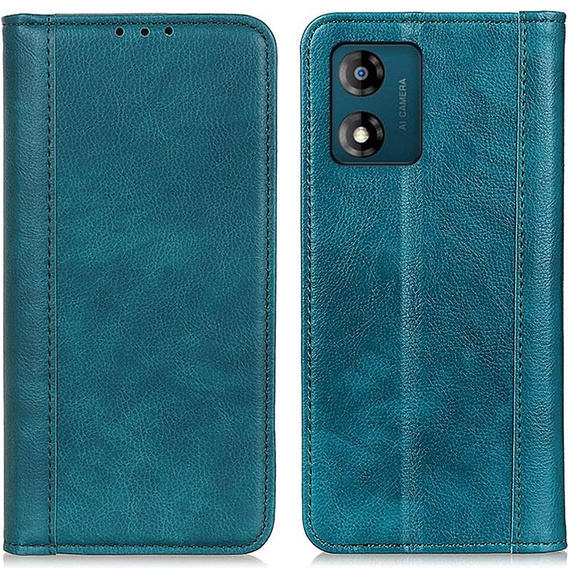 θήκη με πτερύγιο για Motorola Moto E13, Split Leather, πράσινη