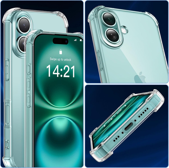 Θήκη για iPhone 16, Erbord Dropproof, διαφανής + γυαλί