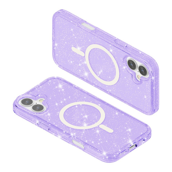 Θήκη για iPhone 17, για MagSafe, glitter, ημιδιαφανές μοβ