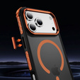 Ματ θήκη για iPhone 17 Pro, θωρακισμένη, για MagSafe, καπνιστή με πορτοκαλί πλευρές
