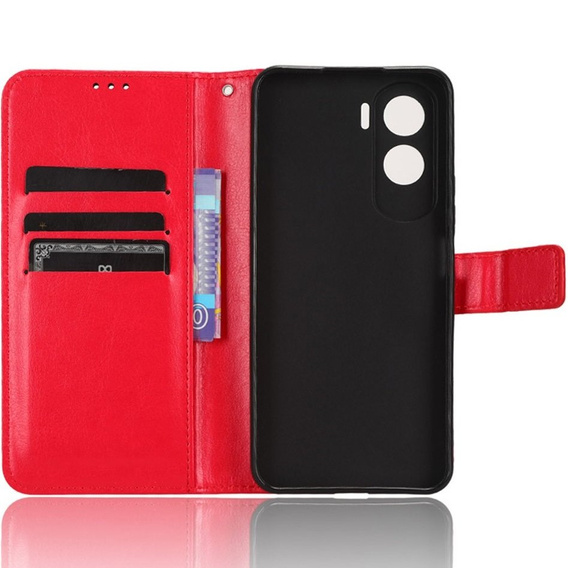 Θήκη με πτερύγιο για Honor 90 Lite 5G, Crazy Horse Wallet, κόκκινη