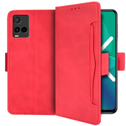 Θήκη με πτερύγιο για Vivo Y21/Y21s/Y33s, Card Slot, κόκκινη