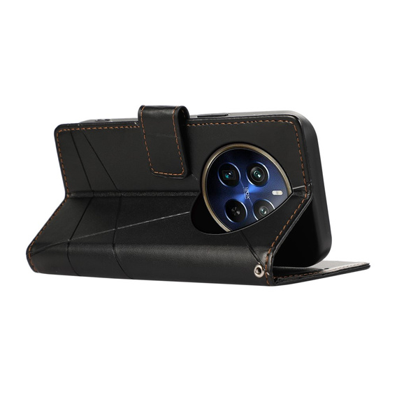 Θήκη με πτερύγιο για Realme 12 Pro 5G / 12 Pro+ 5G, Leather Line Wallet, μαύρη