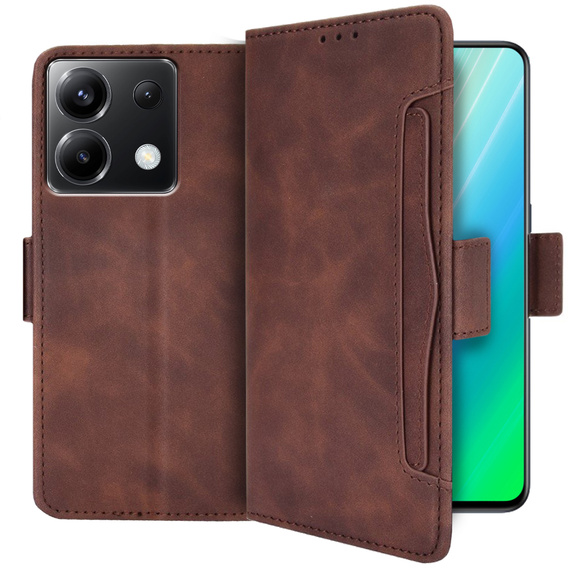 Θήκη με πτερύγιο για Xiaomi Poco X6 5G, Card Slot, καφέ