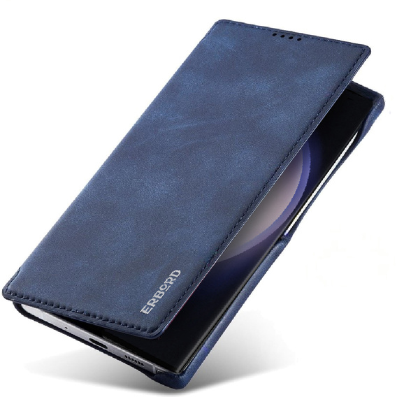 Θήκη με πτερύγιο για Samsung Galaxy S23 Ultra, ERBORD Retro, μπλε