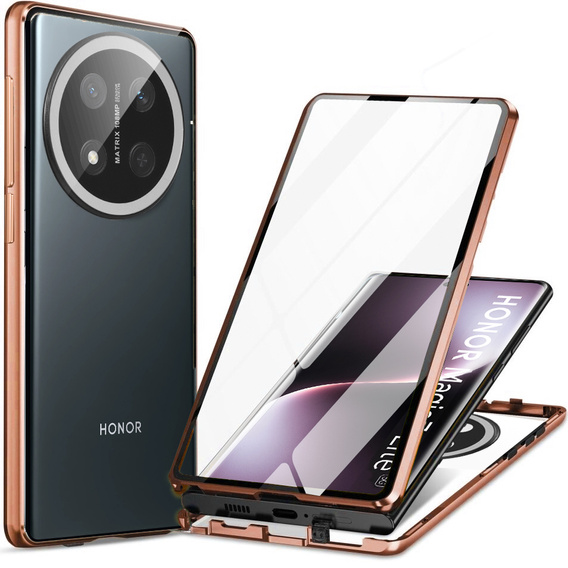 θήκη για το Honor Magic 7 Lite, Magnetic Dual Glass, πορτοκαλί