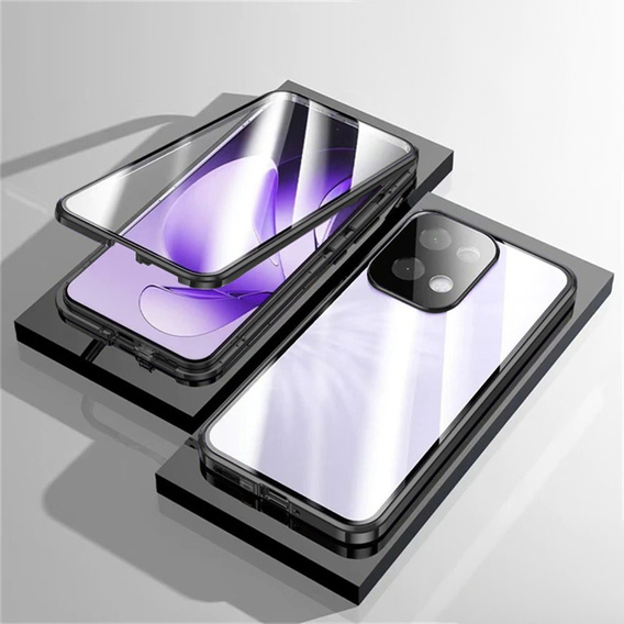 θήκη για το Oppo Reno 13, Magnetic Dual Glass, μαύρη