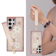 θήκη για Samsung Galaxy S25 Ultra, Leather Flower Card Slot, ροζ