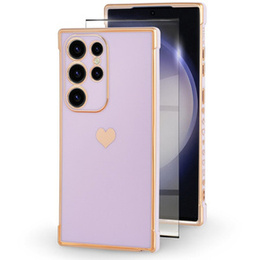 Θήκη για Samsung Galaxy S23 Ultra, Electro heart, μωβ + Full Glue Ceramic Glass