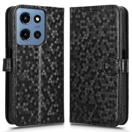 θήκη πτερύγιο για Motorola Moto G86 Power 5G, Wallet Rhombus, μαύρη