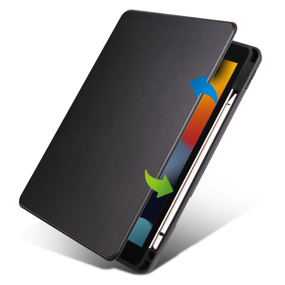 Θήκη για iPad 10.2" 2021/2020/2019 (9/8/7 gen.), με υποδοχή γραφίδας, περιστρεφόμενη κατά 360°, μαύρη