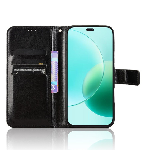 Θήκη με πτερύγιο για Honor 400 Lite, Crazy Horse Wallet, μαύρη