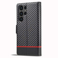 Θήκη με πτερύγιο για Samsung Galaxy S23 Ultra, Carbon LC.IMEEKE, μαύρη