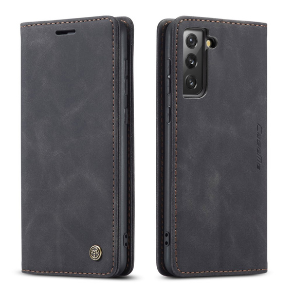 θήκη CASEME για Samsung Galaxy S21 FE, Leather Wallet Case, μαύρη