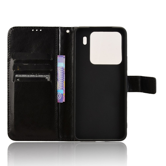 Θήκη με πτερύγιο για Xiaomi 15, Crazy Horse Wallet, μαύρη