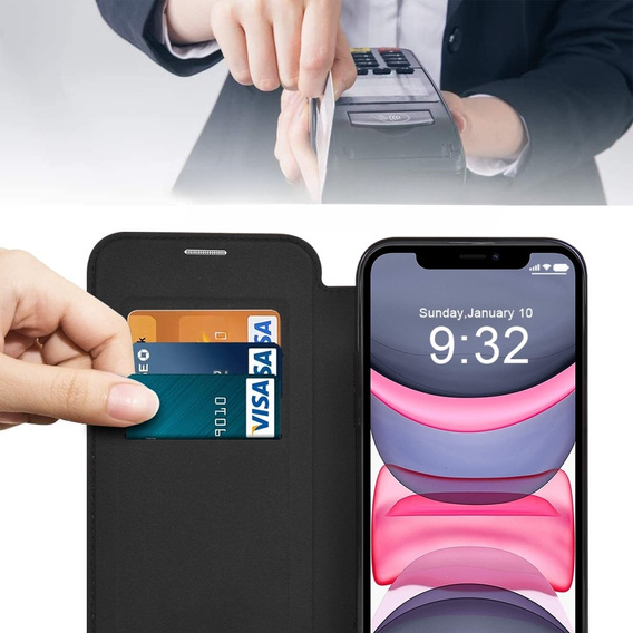 Θήκη με πτερύγιο για iPhone 11, RFID Wallet MagSafe CamShield, μαύρη