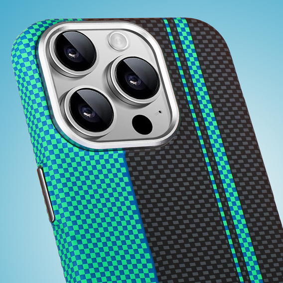 Θήκη για iPhone 13 Pro Max, ανθρακονήματα MagSafe, μαύρο / μπλε