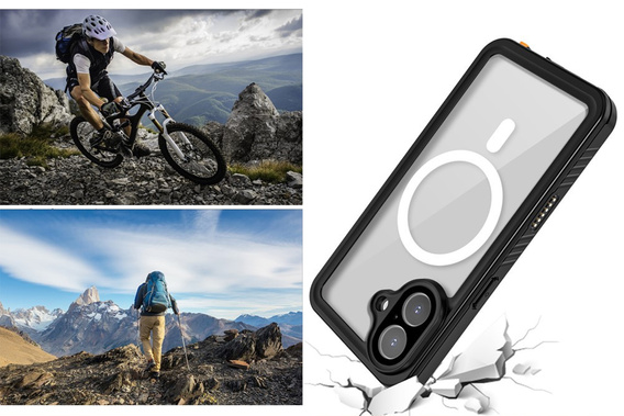 Θήκη Redpepper για iPhone 17, αδιάβροχη IP68, για MagSafe, διάφανη με μαύρες πλευρές