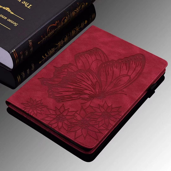 Θήκη για Lenovo Tab M9, Wallet Pen Slot, butterflies, καφέ