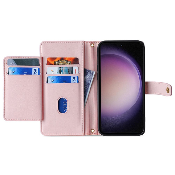 Θήκη με πτερύγιο για Samsung Galaxy A25 5G, Wallet Zipper Pocket, ροζ