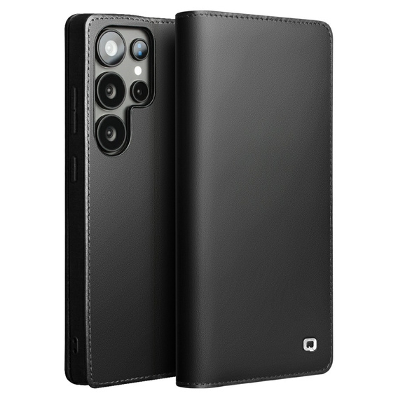 θήκη flip για Samsung Galaxy S25 Ultra, QIALINO Leather Wallet, μαύρη
