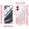 Θήκη για iPhone 16, Shockproof, με γυαλί, για MagSafe, ροζ