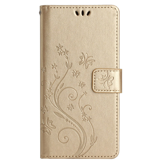 Θήκη με πτερύγιο για Samsung Galaxy S23 FE, Butterfly, χρυσή