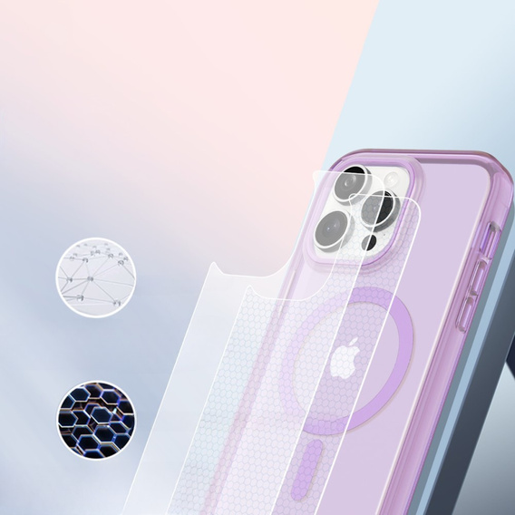 Θήκη για iPhone 16 Pro, Shockproof Hybrid, με μεμβράνη οθόνης, για MagSafe, μωβ