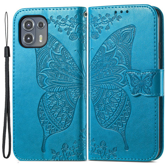 Θήκη με πτερύγιο για Motorola Edge 20 Lite, Butterfly, μπλε