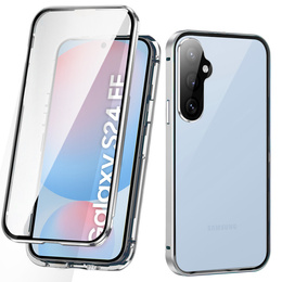 θήκη για το Samsung Galaxy S24 FE, Magnetic Dual Glass, ασημένια