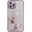 Θήκη για iPhone 14 Pro Max, Glitter Flower, μωβ