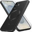Θήκη για Samsung Galaxy S25, ColorMag, για MagSafe, μαύρη + γυαλί 9H, μετριασμένο