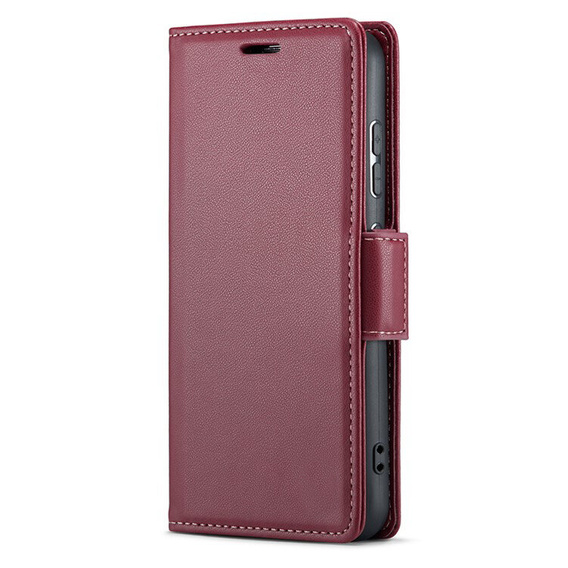 Θήκη για Xiaomi Redmi Note 13 Pro+, ERBORD Glossy Litchi, πορτοφόλι με πτερύγιο, κόκκινη