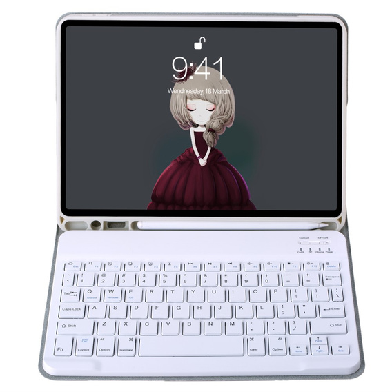 Θήκη με πληκτρολόγιο bluetooth για iPad 11" 2025 A16 (11 gen.) / iPad 10.9" 2022 (10 gen.), γκρι