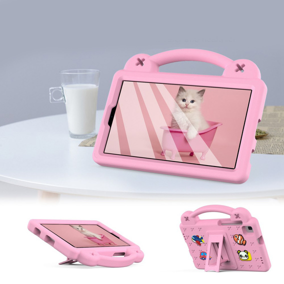 Παιδική θήκη για Samsung Galaxy Tab A7 Lite 8.7 T220/T225, Cute Patterns, με βάση, ροζ