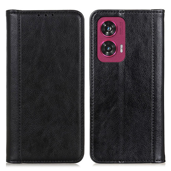 θήκη με πτερύγιο για Motorola Edge 50 Fusion 5G, Split Leather, μαύρη