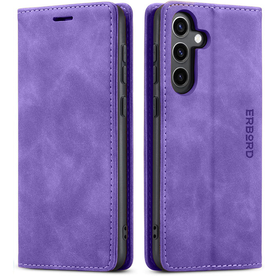 Θήκη για Samsung Galaxy A55, ERBORD Vintage, μωβ + Γυαλί για την οθόνη