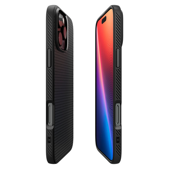θήκη Spigen για iPhone 16 Pro, Liquid Air, μαύρη + μετριασμένο γυαλί 9H