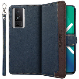 Θήκη με πτερύγιο για Poco F5 Pro 5G, KHAZNEH RFID, μπλε / καφέ