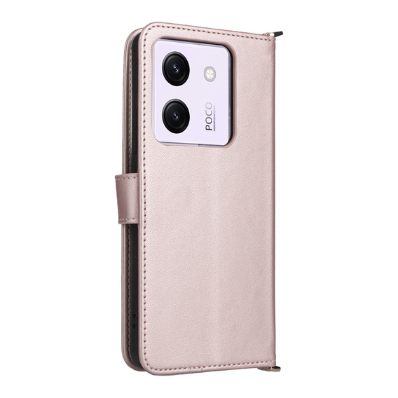 Θήκη με πτερύγιο για Xiaomi Poco M7 Pro 5G, Crossbody Leather Wallet, ροζ