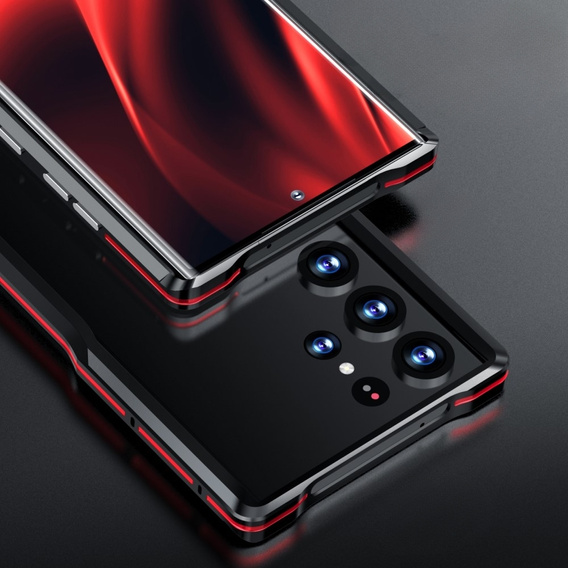 Θήκη LUPHIE για Samsung Galaxy S23 Ultra, Armor Bumper, μαύρο / κόκκινο
