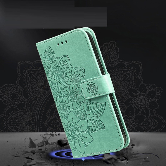 Θήκη με πτερύγιο για Xiaomi Redmi Note 13 5G, Mandala, πράσινη