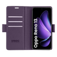 Θήκη για Oppo Reno 13, ERBORD Glossy Litchi, πορτοφόλι με πτερύγιο, μωβ