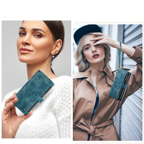 Η θήκη CASEME για Samsung Galaxy A56 5G, Leather Wallet Cash and Card Slots, με λουράκι, μπλε