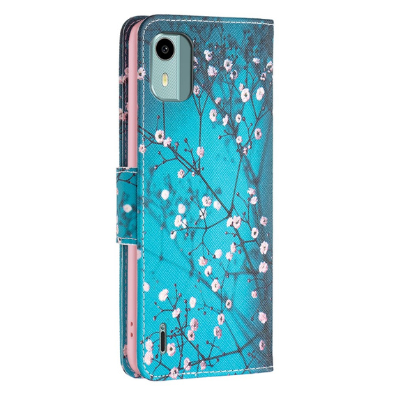Θήκη με πτερύγιο για Nokia C12 4G, Wallet, Sakura, μπλε