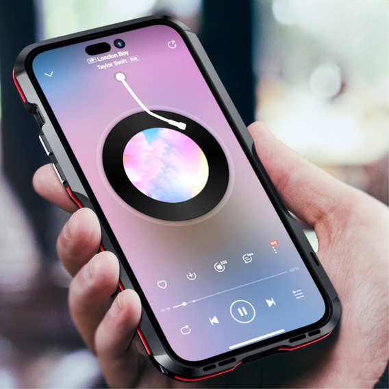 Θήκη LUPHIE για iPhone 14, Armor Bumper, μαύρο / κόκκινο