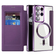 Θήκη με πτερύγιο για Samsung Galaxy S22 Ultra 5G, RFID Wallet MagSafe CamShield, μωβ