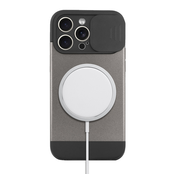 Θήκη για iPhone 15 Pro Max, ERBORD MagProtect Slide Camera, γκρι τιτανίου