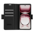 Θήκη για Oppo Reno 12 Pro, ERBORD Glossy Litchi, πορτοφόλι με πτερύγιο, μαύρη