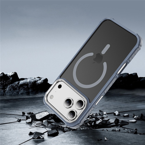 Ματ θήκη για iPhone 17 Pro Max, θωρακισμένη, για MagSafe, καπνιστή με γκρι πλευρές